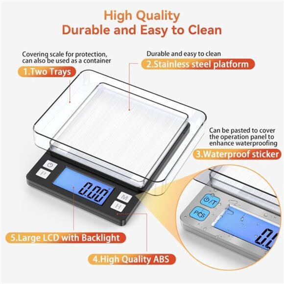 0.01g/1kg Upgraded Small Digital Scale, USB Rechargeable, with Larger - Picture 6 of 8